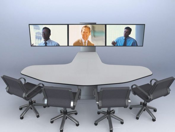 Videokonferenz Huddle Room Möbel mit zwei Bildschirme